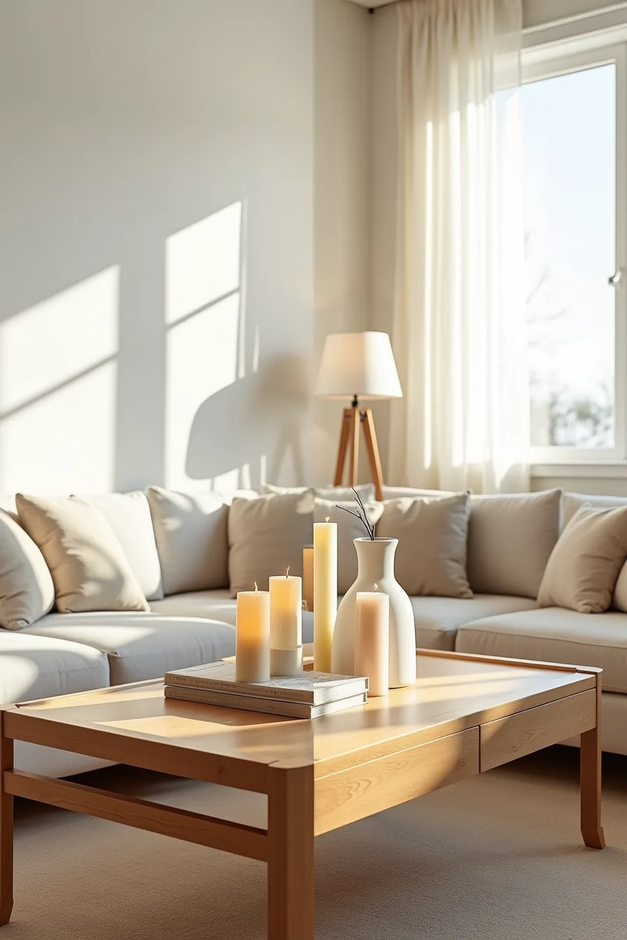 Side-by-side comparison showing a cluttered table on the left versus an organized table on the right with clear perimeter