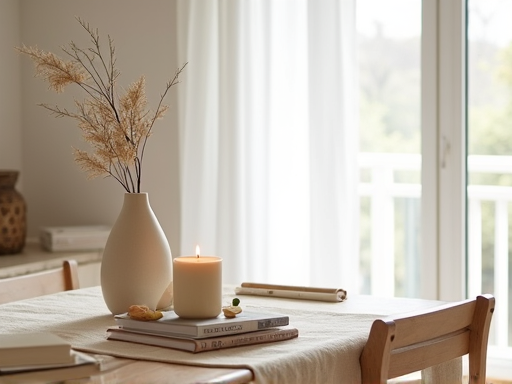Curated tablescape of mixed decor objects