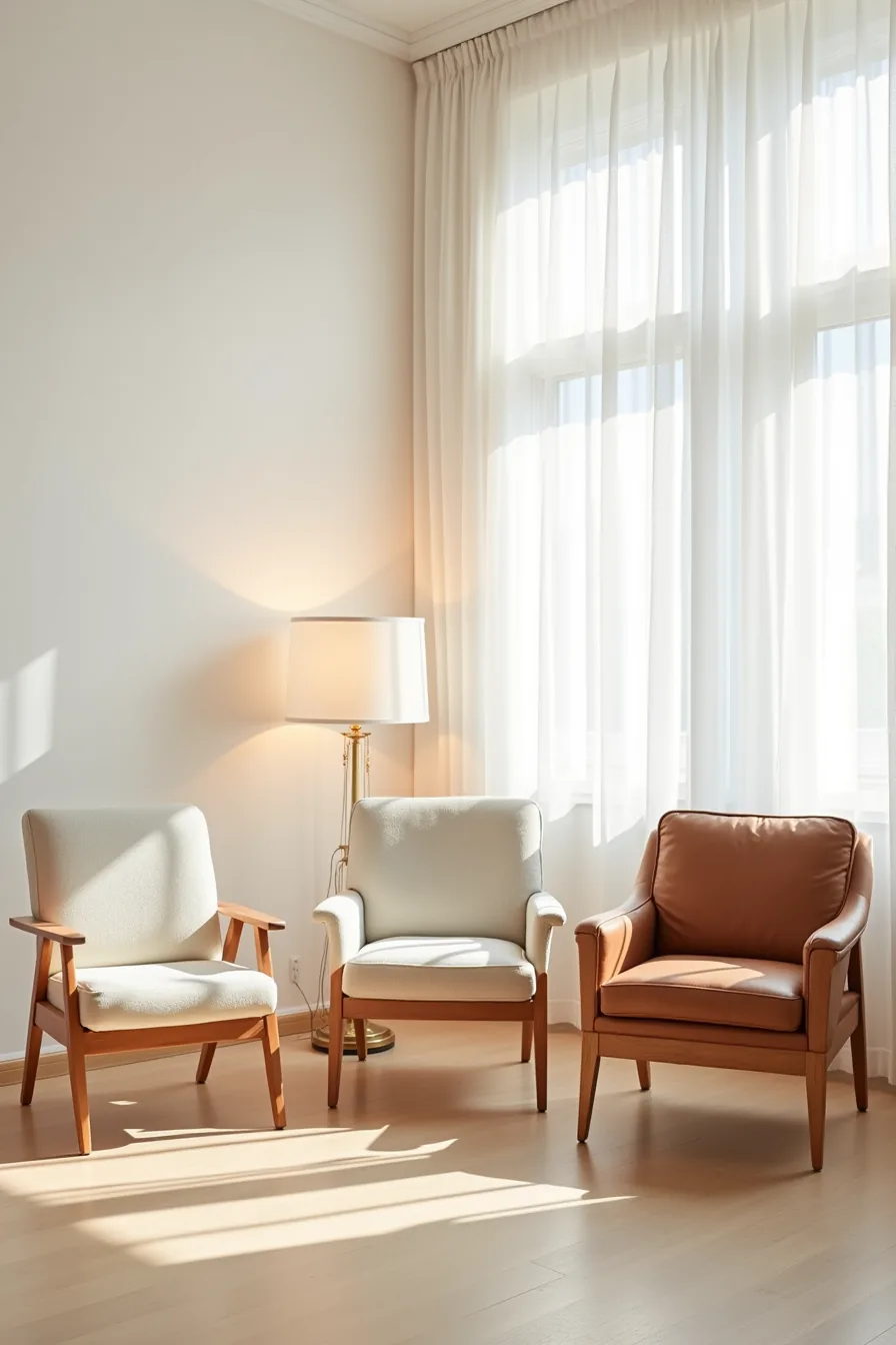 Three armchairs displayed side-by-side showing budget basic frame, mid-range improved construction, and premium leather with