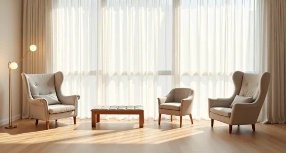 Four different chair styles arranged in a grid on various flooring samples in a bedroom corner.