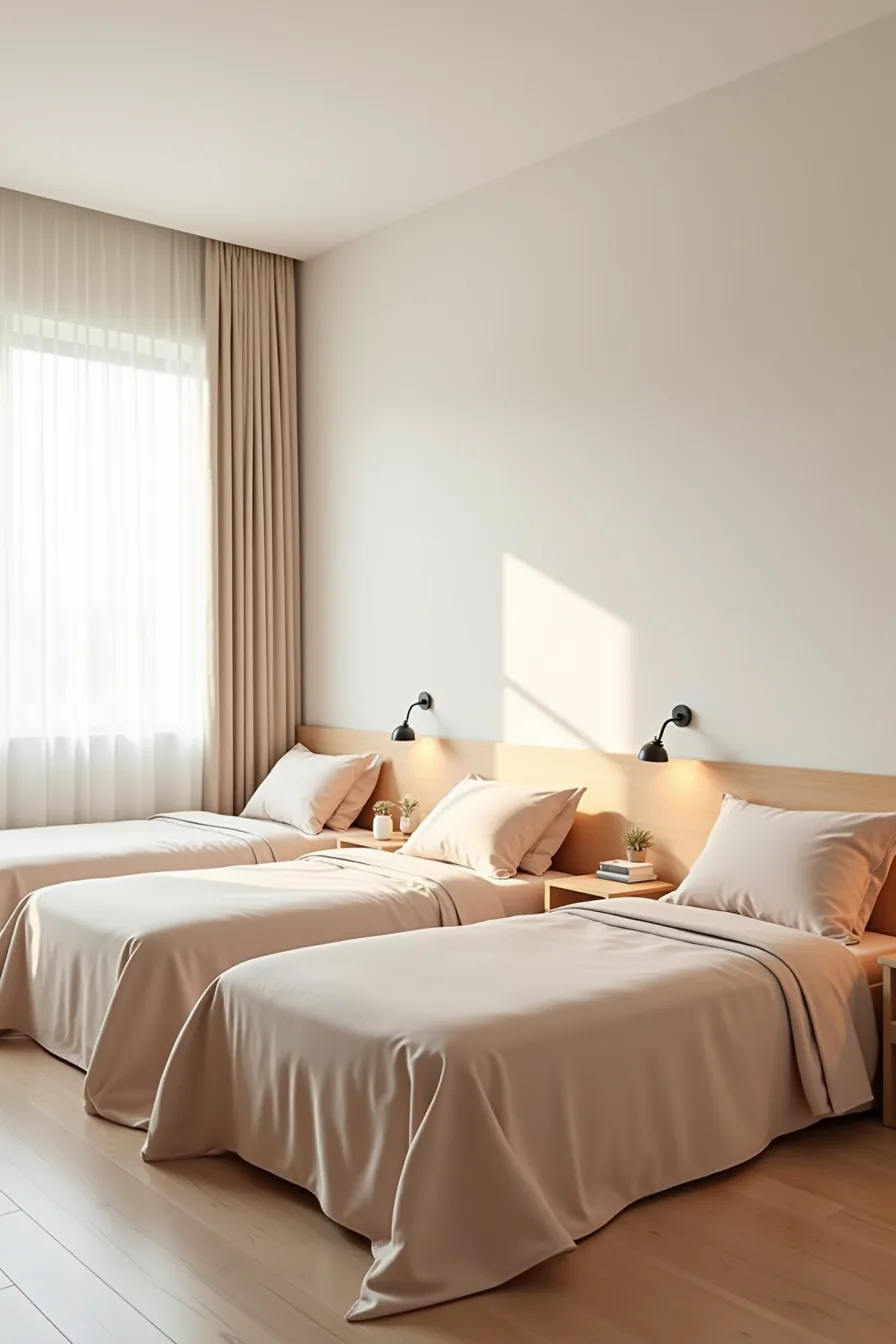 Twin, full, and king beds lined up showing the same solid-color blanket cover in three different sizes and scales.