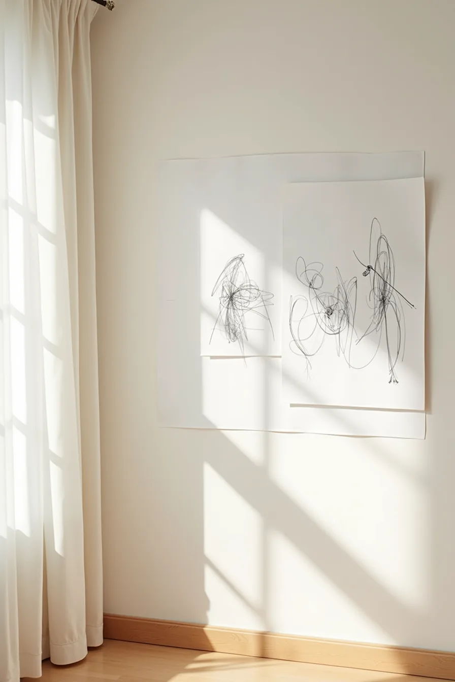 Four overlapping chair sketches progressing from gestural lines to refined outlines, with graphite smudges and kneaded