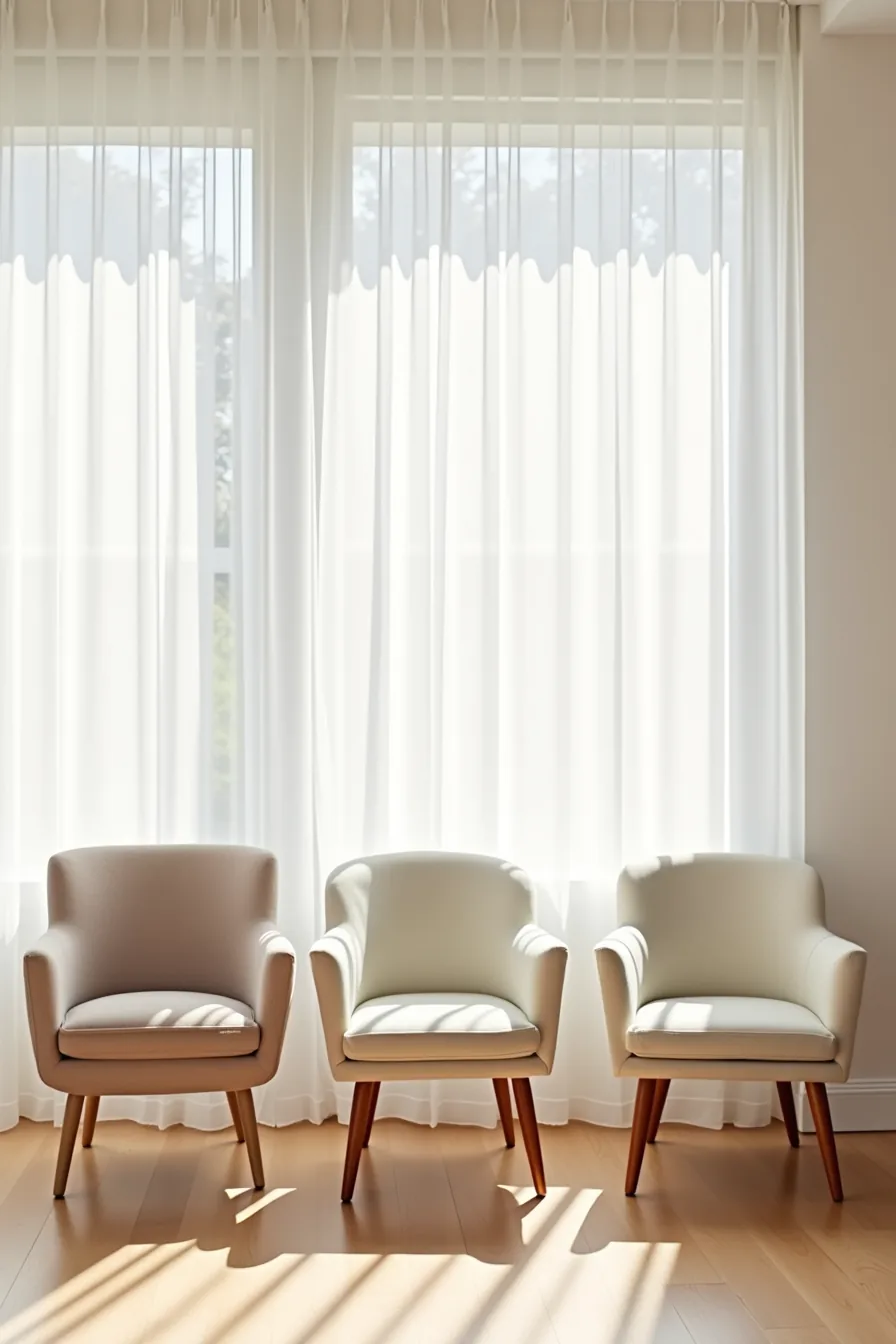 Three contemporary accent chairs displayed side by side showing budget fabric, slipcovered, and upholstered styles with