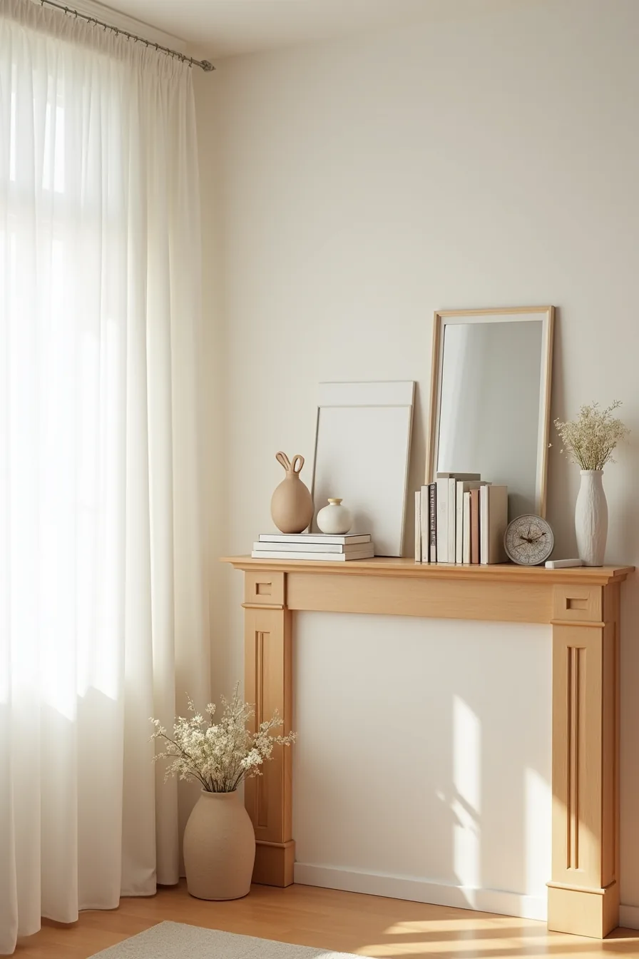 Three different mantle sizes shown together—narrow with minimal décor, standard with balanced grouping, and expansive with