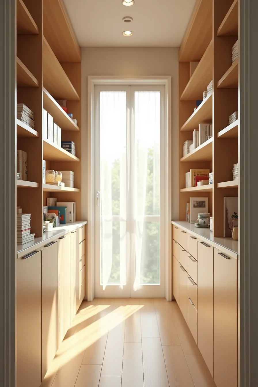 Interior view of an organized storage cabinet with color-coded containers, clear pathways, and visible ventilation gaps.