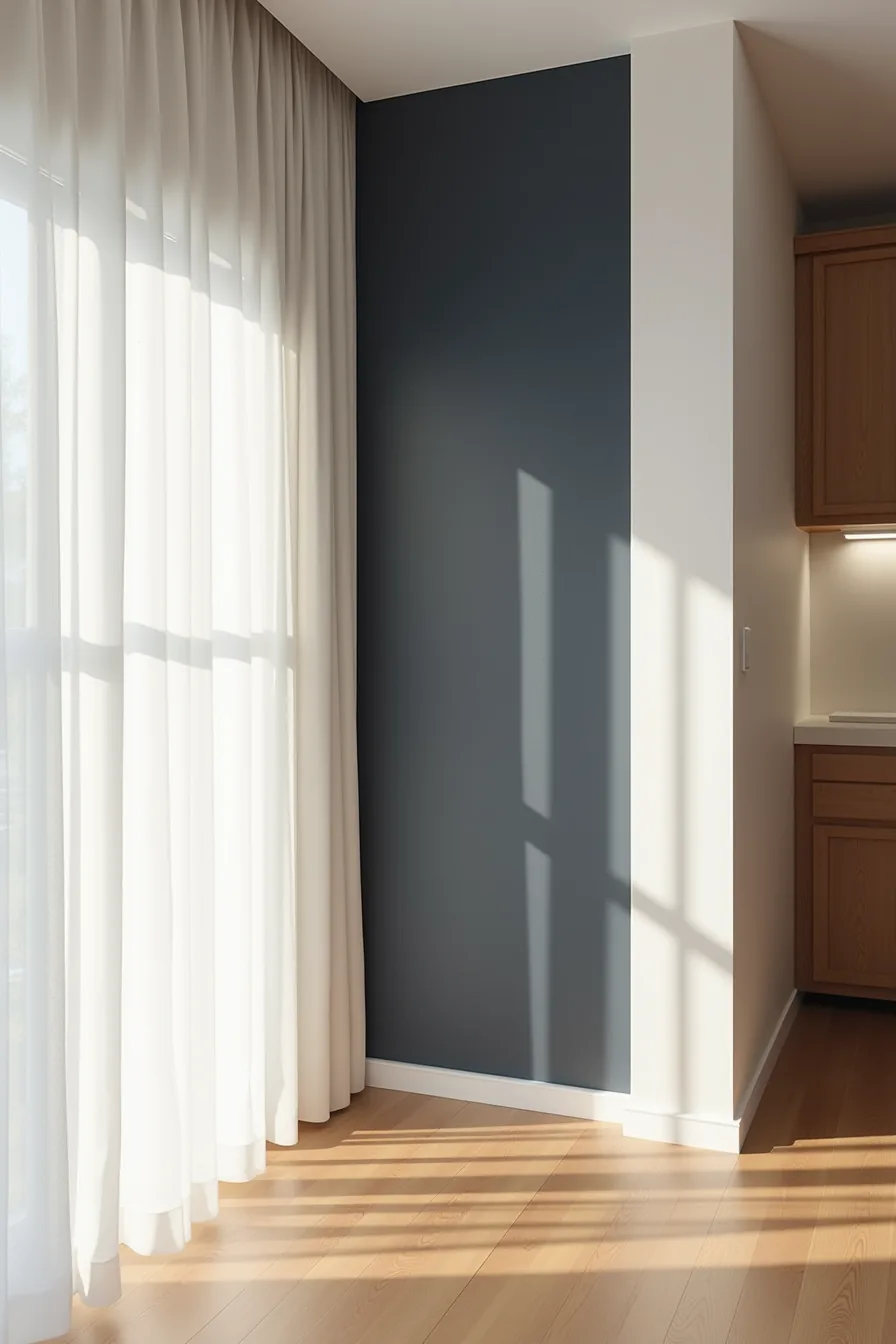 Three wall treatment options displayed: removable vinyl stars on white, command-strip navy fabric panels, and permanent