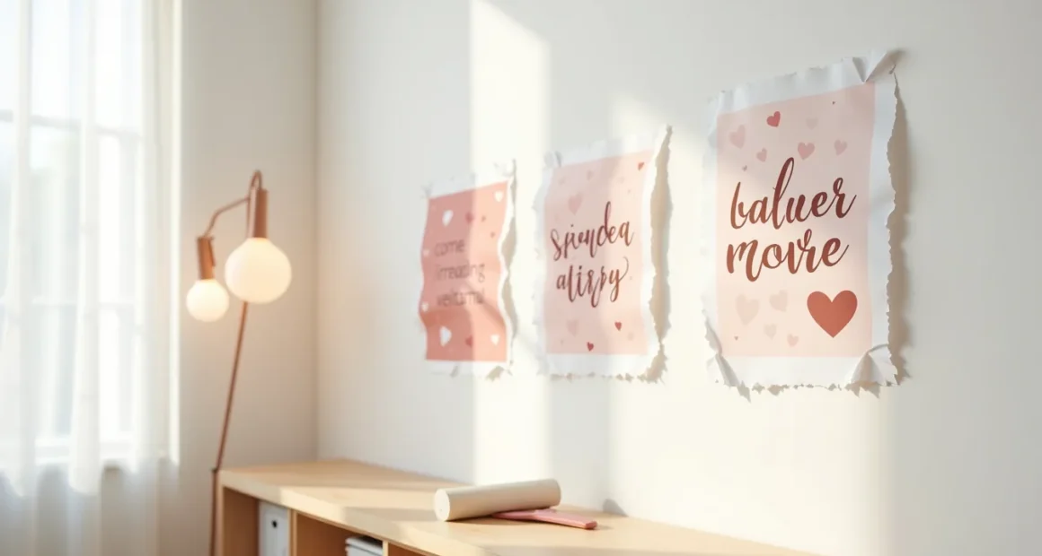 Three vinyl decal sheets with hearts and patterns in rose gold, blush, and burgundy are partially peeled back on a white