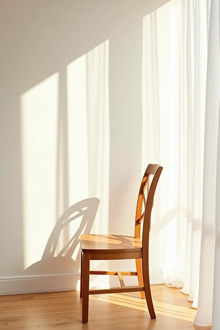 Wooden chair shown in profile, emphasizing the pronounced curved shape of the backrest.